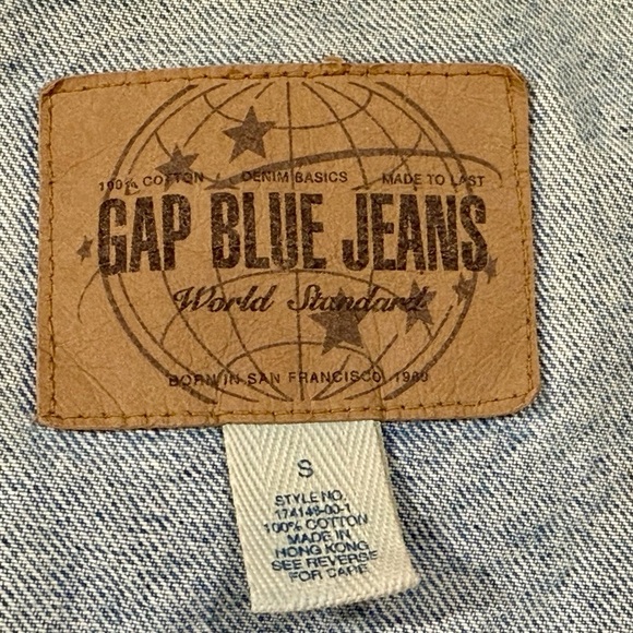 Vintage GAP Blue Jeans Denim Raw Jacket Classic Y2K Trucker 90s Style/men size S - Picture 13 of 13